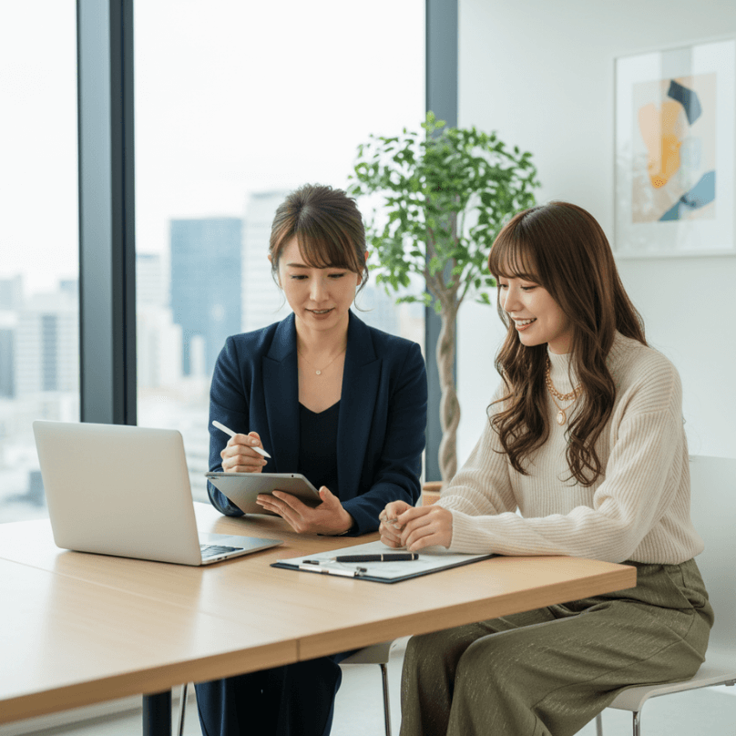打ち合わせ中の女性